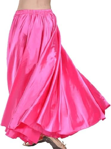 Danza del Ventre Gonna Spiaggia Gonna Lunga Swing Gonna Danza Abito Stage Costume Gonne Danzatrice Raso Gonna Stage Performance Costume (IT, Testo, M, L, Regular, Regular, Rose)