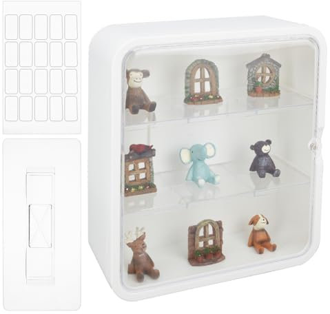 OLYCRAFT 11x26x30 cm Große 3-Stöckige Vitrine Für Figuren Durchsichtiger Kunststoff-Organizer Mit Kunststofftür Wandmontierte Für Die Anzeige von Actionfiguren Und Modellen