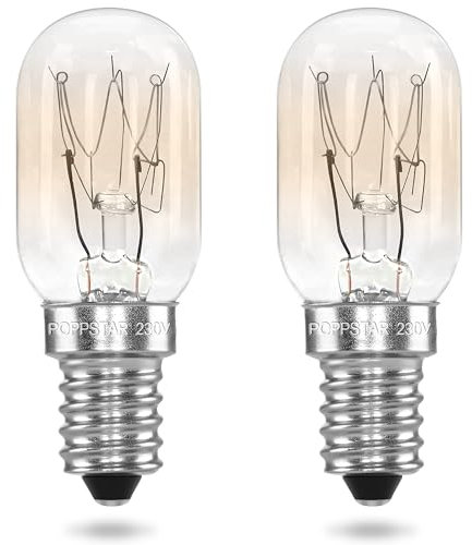 POPPSTAR 2 Pièces Ampoule de Réfrigérateur E14 15W, Lampe pour Réfrigérateur, Machine à Coudre, Congélateur, Lampe en Cristal de Sel (2700K blanc chaud, 150 lumens)
