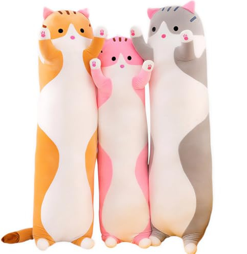 Peluche Gato Largo , Gato Suave Peluches Almohada, Grande Gatito de Peluche Almohada, Cuerpo De Gato Peluche MuñEco de Felpa de Gato CumpleañOs Navidad DíA del NiñO Regalo O los NiñOs(Amarillo,70cm)