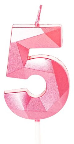 Rosa 5 Geburtstagskerze für Tortenaufsätze, 5. Geburtstag Kuchenkerze
