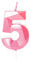 Pink 5 Birthday Candle for Cake Toppers, 5th Birthday Cake Candle