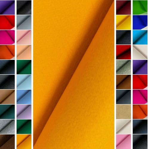 StoffBook 4mm Polyester Bastelfilz Stoff Meterware Goldgelb – Stabiler Filzplatten Zum Nähen, Kleben, Basteln, DIY Taschen, Dekoration und Kinderprojekte - 100cm Breite - e377