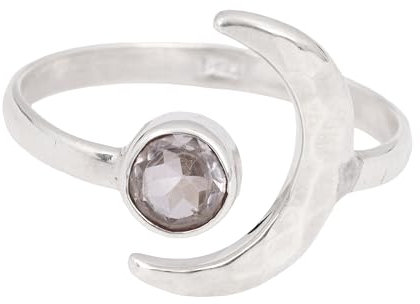 Halbmond Bergkristall Ring, Verstellbarer 925 Sterling Silber Ring, handgemachter Ring für Frauen (6)