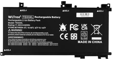 WLTree 62Wh TE03XL Batterie pour HP Pavilion 15 Omen 15-ax000 15-BC000 15-BC015TX BC400NA BC006NA BC411TX BC406TX BC407TX BC408TX 15-AX033DX AX009NA AX001TX AX001NS AX008NS AX038NF TPN-Q173 Battery