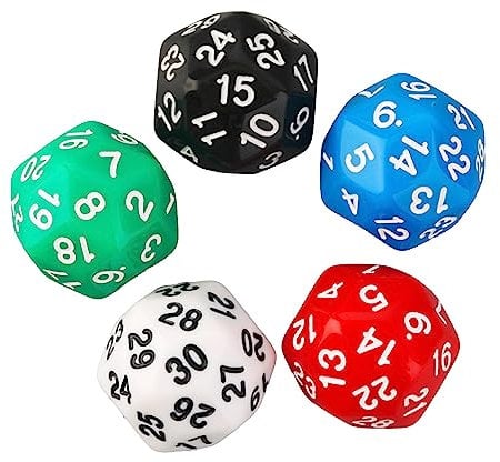 5Pcs 30 Anzahl Polyedrische Würfel 30 Seitige Würfel Requisiten Pädagogisches Spielzeug Mischfarben Digitale Würfel