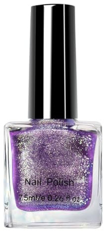 Nail Polish, Shiny Nail Varnish, Chameleon Green To Purple Chrome Nail Polish, Pearlescent Glitter, Sparkly Shimmer, Translucent Sparkly Nail Polish, No Chip Breathable Nail Polish Long Last for Women