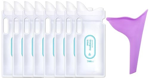 8 Sacs urinaires jetables, d'urinoir jetable, 700 ML, Toilettes Portables pour Le Camping, Voyages, embouteillages, Pot de Chambre Adulte, urinoirs Portables pour Femmes, Hommes et Enfants