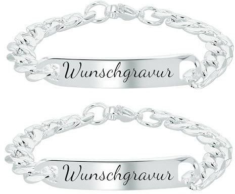 Partnerarmbänder mit Gravur, Armband Damen Herren, Set selber machen, personalisierte Geschenke, Freundschaftsarmbänder, Jahrestag Geschenk für Ihn, Partner Geschenke, Armbänder Liebe (Silber)