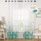 Woaboy Gardinen Türkis Voile Blumenmuster Vorhänge mit Ösen Wohnzimmer Transparente Ösenschal Sheer Voile Curtains für Schlafzimmer 2er Set 140x225cm(BxH)