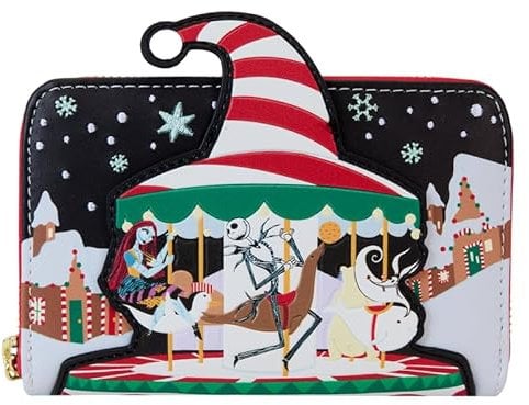 Loungefly The Nightmare Before Christmas Candy Cane Carousel Geldbörse mit Reißverschluss, Mehrfarbig, Einheitsgröße, Geldbörse mit umlaufendem Reißverschluss