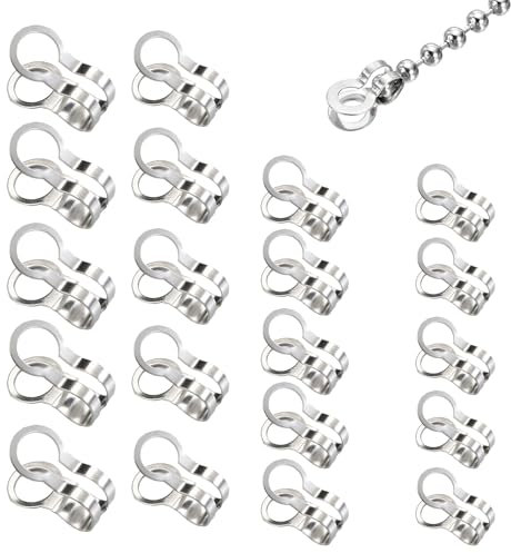 SagaSave Edelstahl Kugelkette Stecker, 100-tlg 2,4/3/4/6mm Spitzen Klemmschalen Loop Verbinder (Silber)