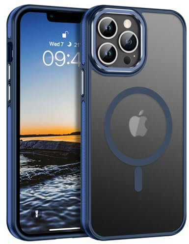 GaoBao Magnetic for iPhone 13 Pro Max Phone Case,[Compatible with MagSafe] Slim Shockproof Phone Cover Men Women Hard PC TPU Anti-Scratch Translucent Matte Case for iPhone 13 Pro Max,6.7 Inch,Blue