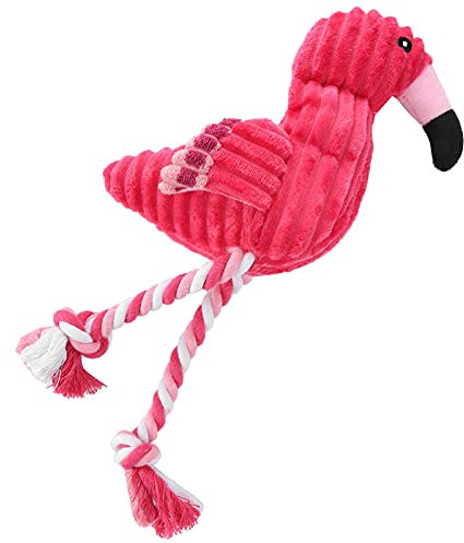KIMISS Jouet à Mâcher pour Chiens – Jouet Couinant en Forme de Flamant Rose pour l'entraînement et Le Nettoyage des Dents, Idéal pour Les Races Moyennes et Grandes, Corde en Coton,