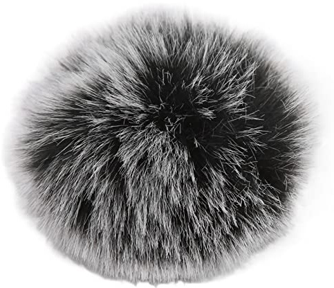Windschutzscheibe für Lavalier-Mikrofone, Kunstfell, Windschutzscheibe für Lavalier-Mikrofone, Ansteckmikrofon, Windschutz zum Aufstecken, pelziger Mikrofon-Muff, (Black White)