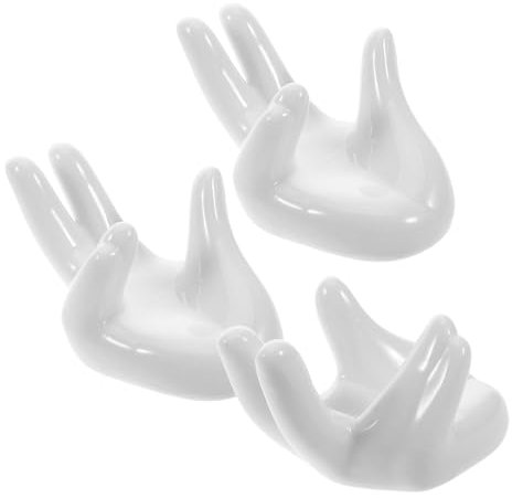 CONGARTENO 3pcs Decorative Easter Egg Cups Hand Shape Ceramic Egg Holders Festive Breakfast Display Stand Air Plant Pot Home Decor