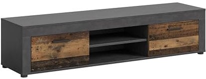 xonox.home Wohnzimmer Jam Lowboard TV-Board Wohnzimmerboard Medienmöbel TV-Bank TV-Schrank in Front Old Wood Nb. Korpus Matera Nb., ca.160x37x40 cm