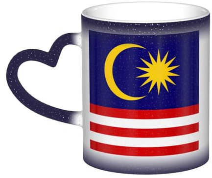 Rich&Rabbit Mug en céramique sensible à la chaleur avec motif drapeau de la Malaisie qui change de couleur