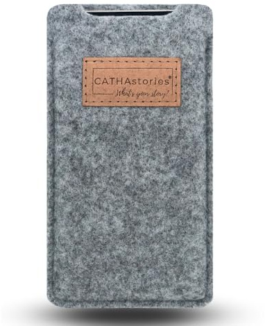CATHAstories Hülle für iPhone 16, Tasche, Case, Handyhülle aus nachhaltigem Filz – Made in Germany – Farbe Stonegrey (Hellgrau)