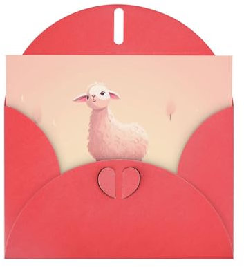 LLKGOT Grußkarte mit rosa Schafen, hochwertiges Perlglanzpapier, doppelseitig, Perlmutt-Design