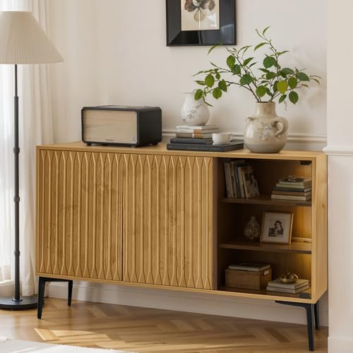 YuQozii Armario de baño con barra de luz, 120 cm de ancho, puerta de cristal