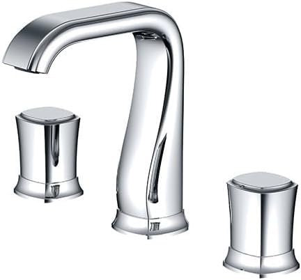 KJHONG Robinet de lavabo de salle de bain, lavabo largement répandu or rose, noir, trois trous, 20,3 cm (chromé)