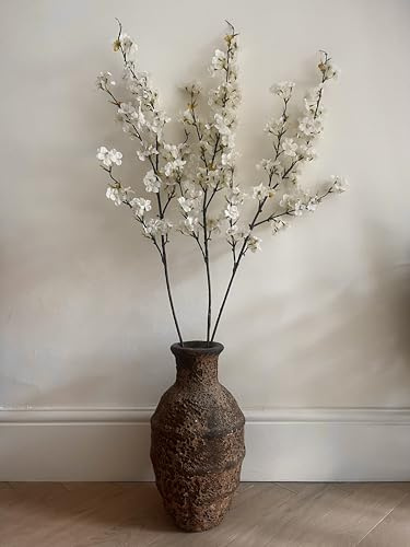 3-PACK TALL ARTIFICIAL WHITE CHERRY BLOSSOM STEMS, LONG BRANCHES WITH FAUX SILK FLOWERS THAT LOOK REAL, DECORATIVE INDOOR PLANT OVER 100CM, FAKE CHERRY BLOSSOM TREE, PUSSY WILLOW STYLE TWIGS FOR VASES