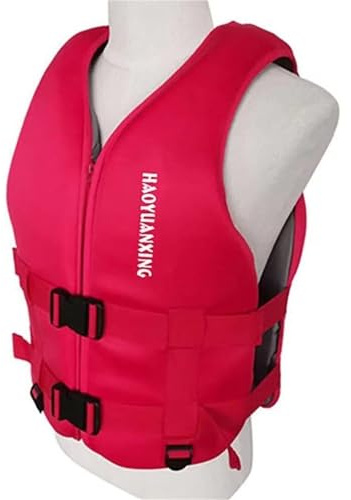 Gilet de Kayak Adulte, Gilet de Sécurité Réglable avec Ceinture Ajustable et Fermeture Éclair, Idéal pour la Navigation, la Natation et Les Sports Nautiques(Red,S)