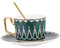 KICHOUSE 1 Juego juego de taza y plato de café taza de café taza con tazas de té taza de café de porcelana tazas de café antiguas estilo retro tazas cerámica Green