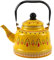 Tetera esmaltada de 1.1L para estufa, tetera vintage antioxidante, esmaltada con asa ergonómica de metal, decoración retro, sin silbidos.(Yellow)