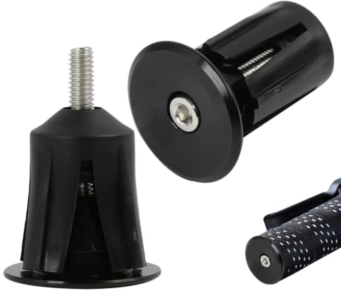 Wvxilyr 2 Stück Aluminium Fahrrad Lenkerstopfen, Fahrrad Lenkergriff Kappe, Fahrradlenker Kappe, Aluminium Lenker Endkappen, Lenkerendstopfen, Endkappen für MTB, Rennrad und Klappräder (Schwarz)