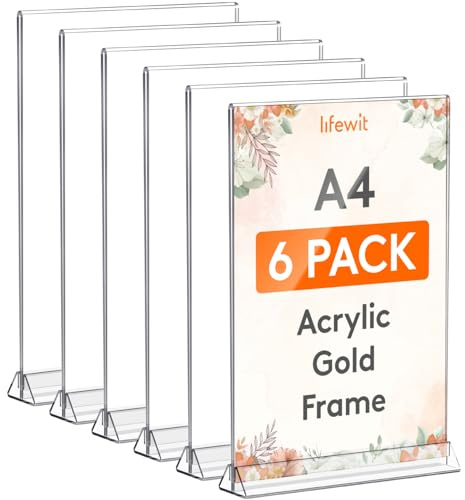 Lifewit 6 Pack Tischaufsteller A4, Acryl Aufsteller Vertikal, Transparent