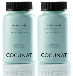 COCUNAT - Happy Hair Pack 2 Mesi – Vitamine per Favorire la Crescita dei Capelli – Rinforza, Stimola la Crescita e Previene la Caduta – Capelli Forti e Folti – Biotina 5.000 mcg – 120 unità
