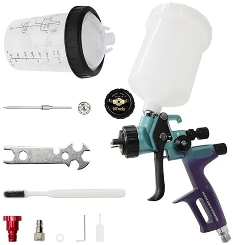 Farbspritzgeräte, Spritzpistolendüse 1,3 und 1,8 mm mit 400-cm³-Mischtank und Adapter, Autolackierpistole, Lackierspritzgerät, HVLP 4000B-Luftspritzpistole(RP)