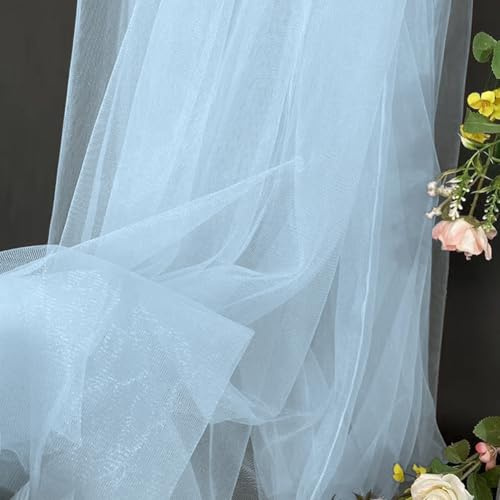YNNHUDEEP Tüllstoff Blau Organza Stoffe, 5 m x 160 cm, Tüll Meterware | für DIY Tisch Party Torbogen Hochzeit Decoration Tüllrock Schleier