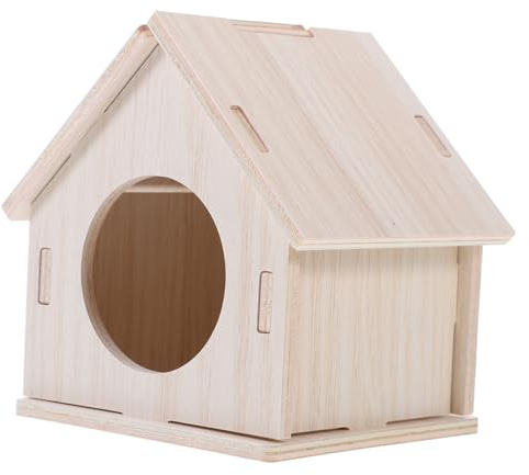 DECOMELODY Hamster Holzhaus mit Sicherem Naturmaterial Kuschel und Versteckhaus für Zwerghamster und Kleintiere Spielhaus für Nagetiere im Käfig