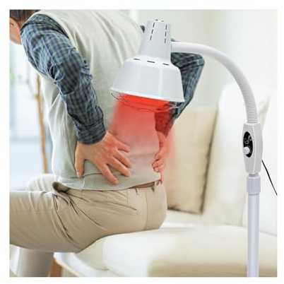 275W Wärmelampe Rotlicht, Infrarot Lampe Rotlichtlampe, mit Ständer Stehlampe, für Menschen der meisten Altersgruppen, Erwachsene, ältere Menschen, Sportler und Schmerzpatienten 360° Drehbar,124-157cm
