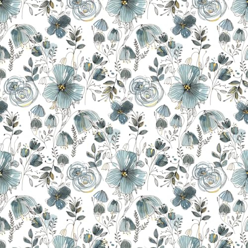 ICYEHAO Self Adhesive Wallpaper Green Floral, 44 x 500 cm Peel and Stick Wallpaper Green and Gold Flower Leaf Botanical Boho Self Adhesive Furniture Wrap for Living Room,Bathroom,Cabinets,Kitchen