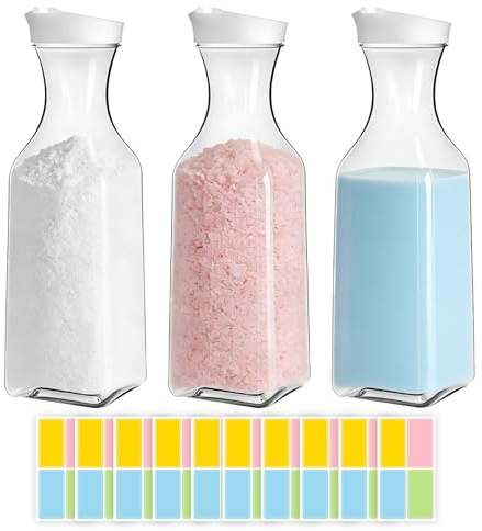 Washing Powder Storage, 3 PCS Laundry Detergent Storage with Stickers | 1.5L Detergent Dispenser for Laundry Powder Fabric Softener
