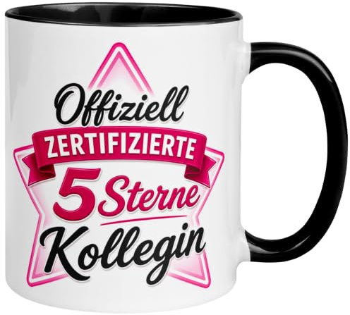 Beste Arbeitskollegin Geschenk | Offiziell zertifizierte 5 Sterne Kollegin | Tasse für die beste Arbeitskollegin | Von Hand bedruckt im Familienbetrieb aus Deutschland