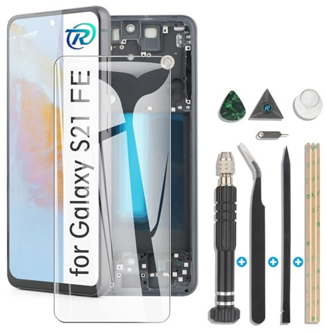 RongZy Écran de remplacement pour Samsung Galaxy S21 FE LCD tactile numériseur interne pour Samsung S21 FE G990U/G990E/G990B/G990W Assemblée de remplacement avec kit d'outils (avec cadre