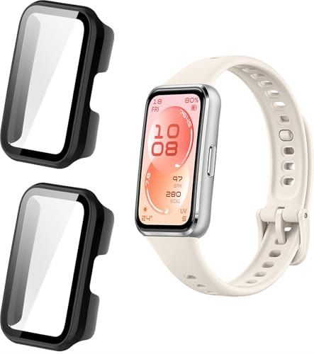 GIOPUEY Funda Compatible con Huawei Band 11, [2 Pack] Protector de Pantalla + Bastidor rígido, Protección Total del Paquete - Black+Black