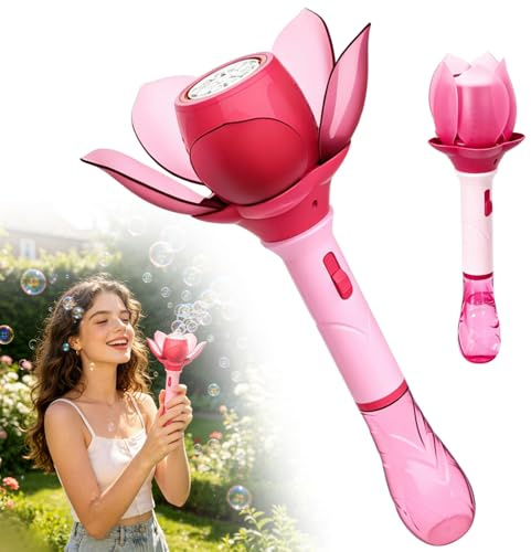 Lotusblume Bubble Maker, Lotosblume Seifenblasenmaschine, Blumen Seifenblasenmaschine Kinder, Elektrischer Seifenblasenstab, Blumen Seifenblasenstab, Seifenblasen Blume, für Outdoor, Party