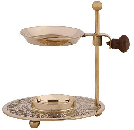 Bitto Weihrauchbrenner TARUT golden, Messing vernickelt mit Pfanne, Höhe 11,5 cm, Ø 10 cm, Ø der Pfanne 6 cm