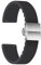 ULLCHRO Unisex Kautschuk Armband mit Edelstahl Silber Faltschließe 24mm, Schwarz