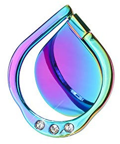 lenoup Regenbogen Funkeln Bling Bling Handy Ring Fingerhalterung, Glitzernd Wassertropfen Handyringhalterung Finger Künstlicher Diamantständer, Strasszellen Irisierend Handyring für Telefone, Pad