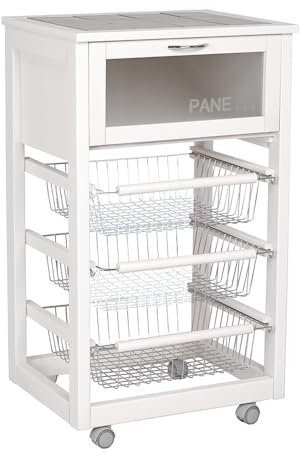 LIBEROSHOPPING.eu - LA TUA CASA IN UN CLICK Carrello da cucina con ruote LANDHELL LUSSO portapane e portafrutta (Laccato Bianco)