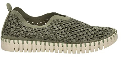 Ilse Jacobsen HORNBÆK | Flache Damen-Schuhe | Slip-On Sneaker mit Recyceltem Mikrofaser-Material und Rutschfester Natur-Gummisohle | Tulip3275 | Leicht Atmungsaktiv Umweltfreundlich | Army | 36