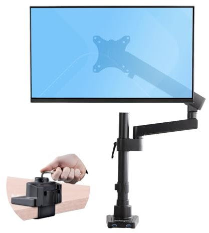 StarTech.com Desk Mount Monitor Arm w/ 2x USB 3.0 ports for VESA Display up to 34 (17.6lb/8kg), C-Clamp/Grommet, Mechanical Spring