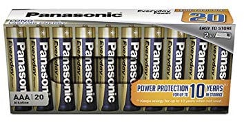 Panasonic LR03EPS/20CBE EVERYDAY POWER - Batterie alcaline AAA Micro LR03, confezione da 20 pezzi, 1,5 V, per energia affidabile, batterie alcaline, 20 batterie